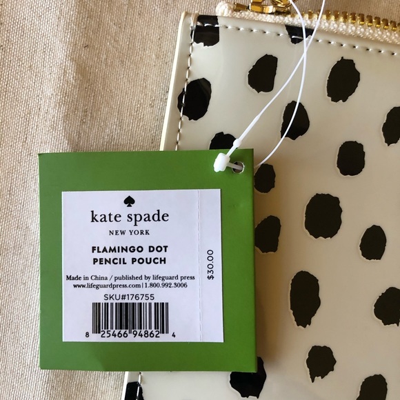 Kate Spade ♠️ Flamingo Dot Pencil Pouch - Picture 6 of 7